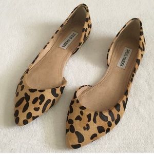 Steve Madden Elusion Leopard Pony Fur D’Orsay Flat